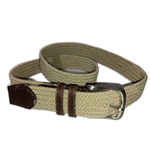 Khaki Braided Handcrafted Belt with Bonded Leather, Men's Size 36/90
